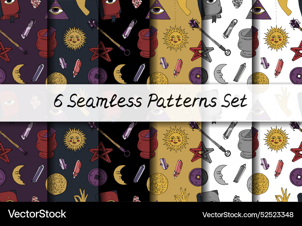 Seamless patterns set with hand drawn doodle line Seamless patterns set with hand drawn doodle line Vector Image