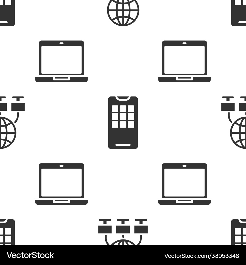 Set computer network mobile phone and laptop Vector Image