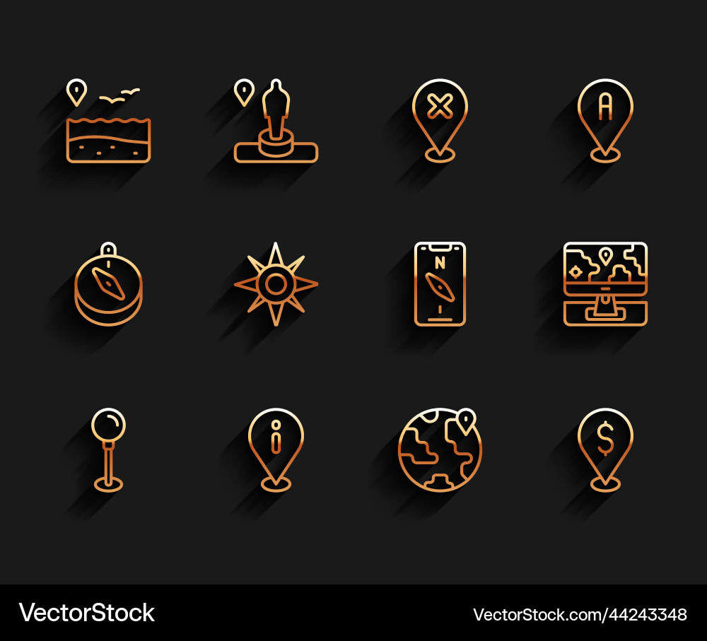 Set line push pin location with information Set line push pin location with information vector image