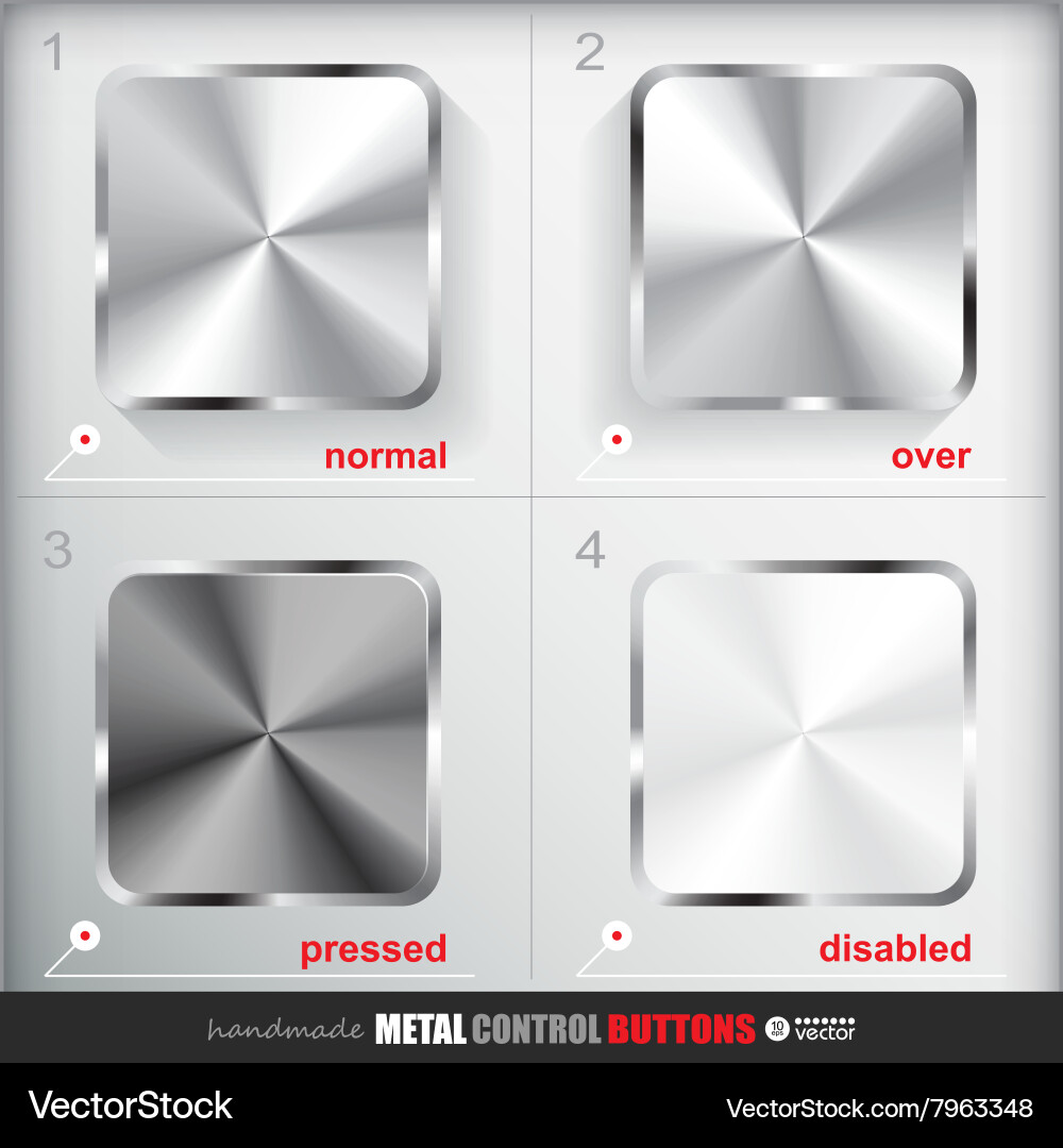 Set of four positions empty metal button vector image