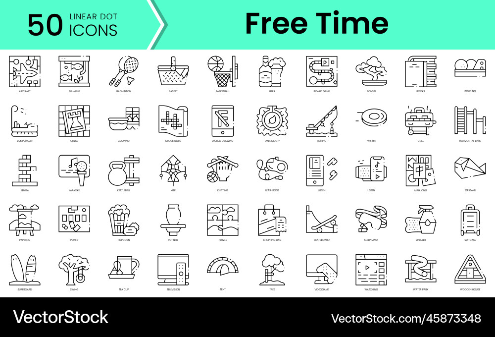 Set of free time icons line art style bundle Vector Image