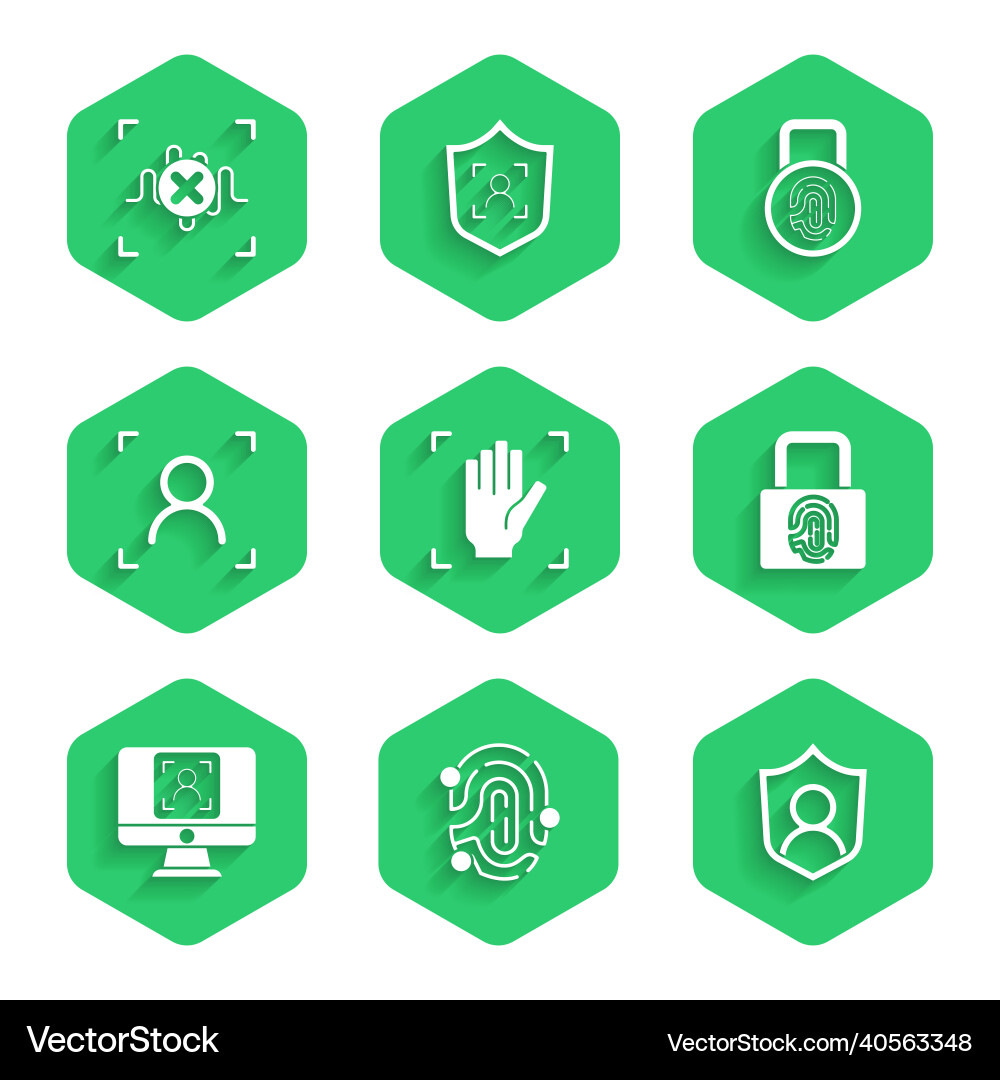 Set palm print recognition fingerprint user Set palm print recognition fingerprint user vector image