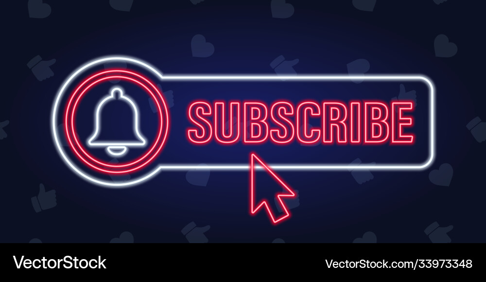 Subscribe button and finger click cursor neon Subscribe button and finger click cursor neon vector image