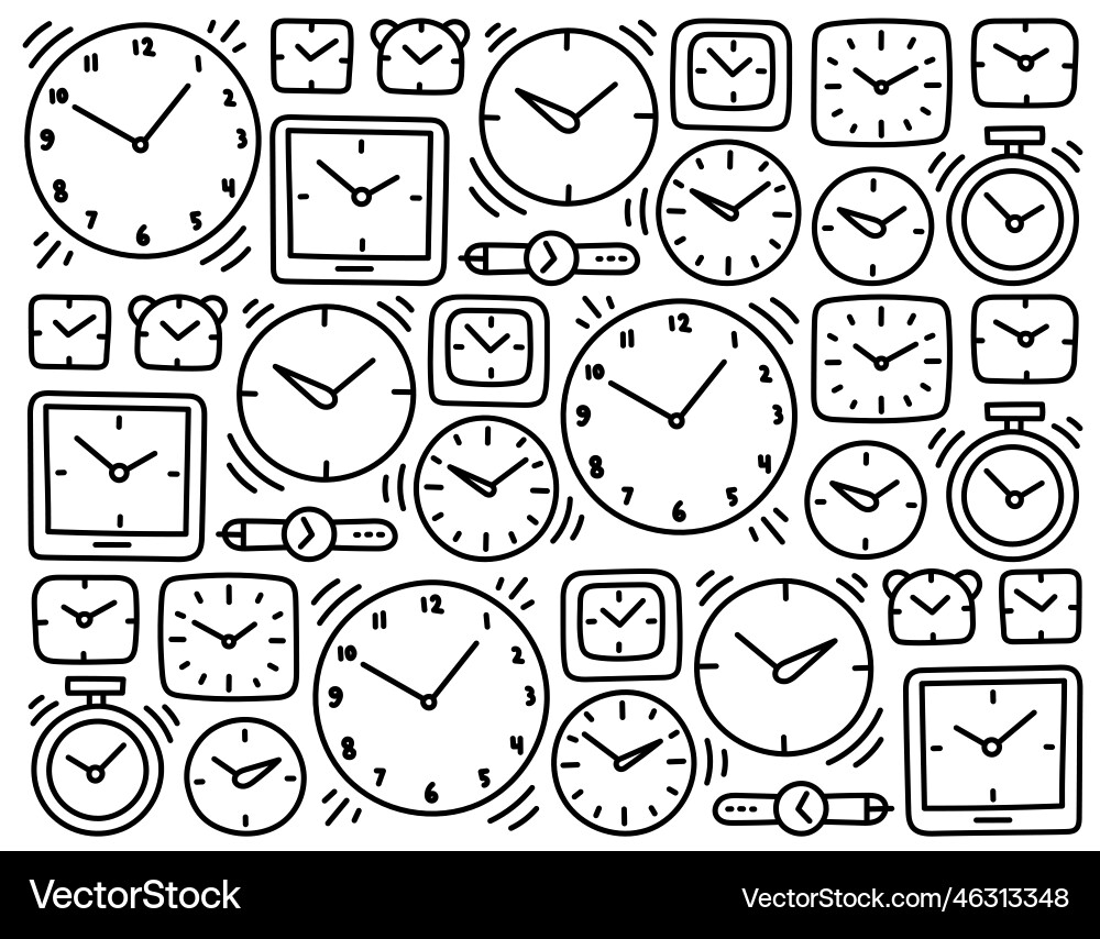 Time and clock background alarm-clock watch vector image