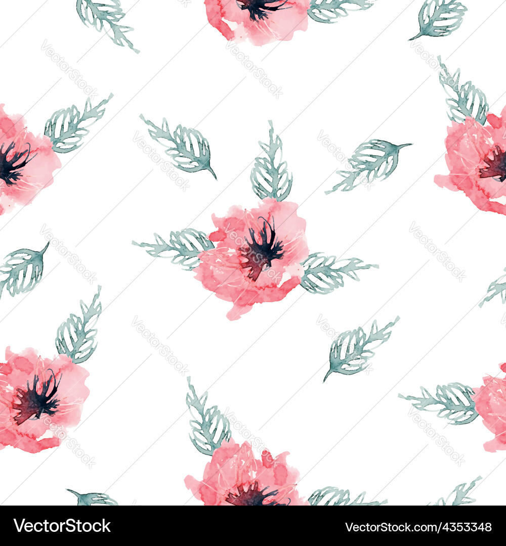 Watercolor Floral Pattern Vector Image