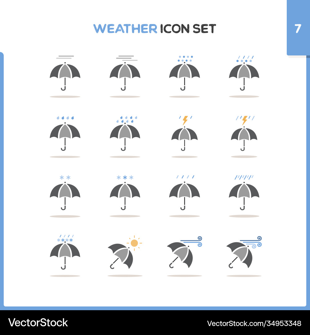 Weather icon set color with round shadow vector image