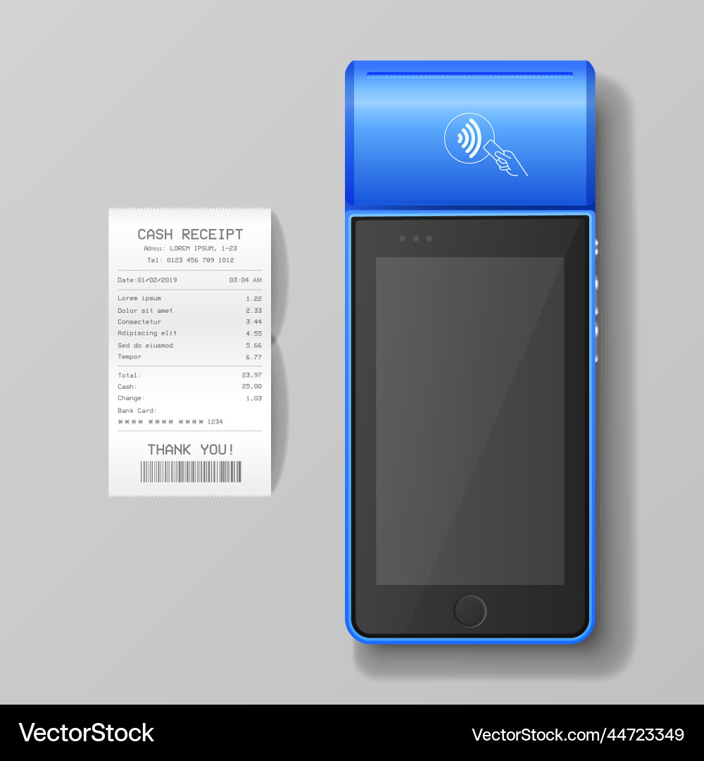 3d nfc payment machine with approved status vector image