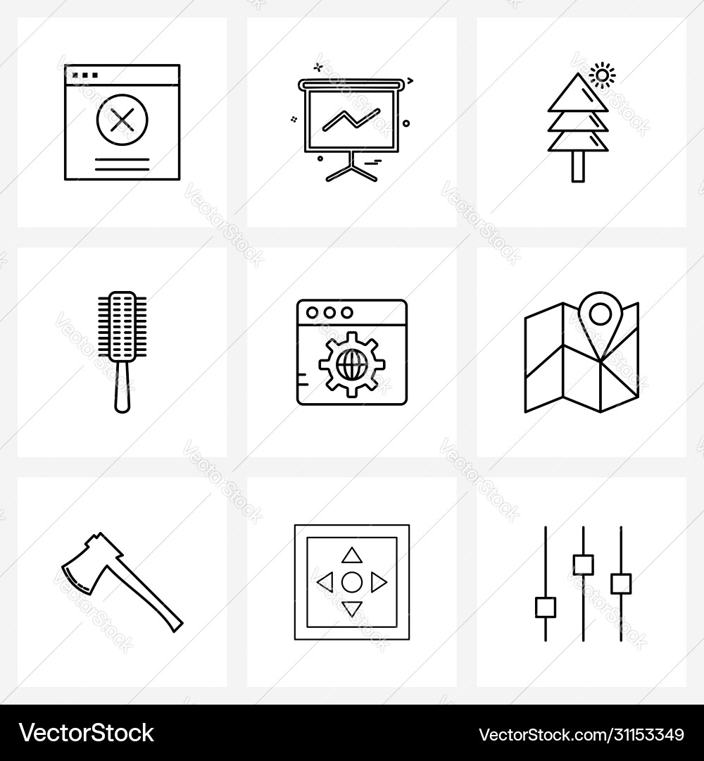 9 universal line icons for web and mobile design Vector Image
