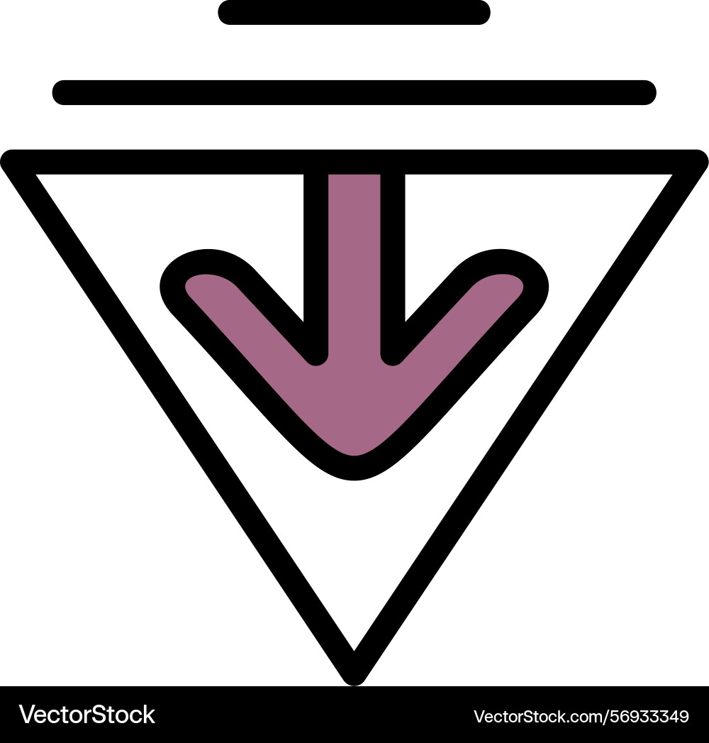 Arrow triangle down line filled style icon design vector image