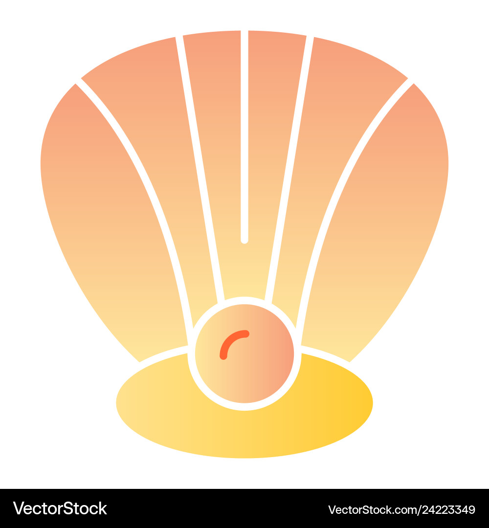 Clam flat icon perl in a shell color icons Clam flat icon perl in a shell color icons vector image