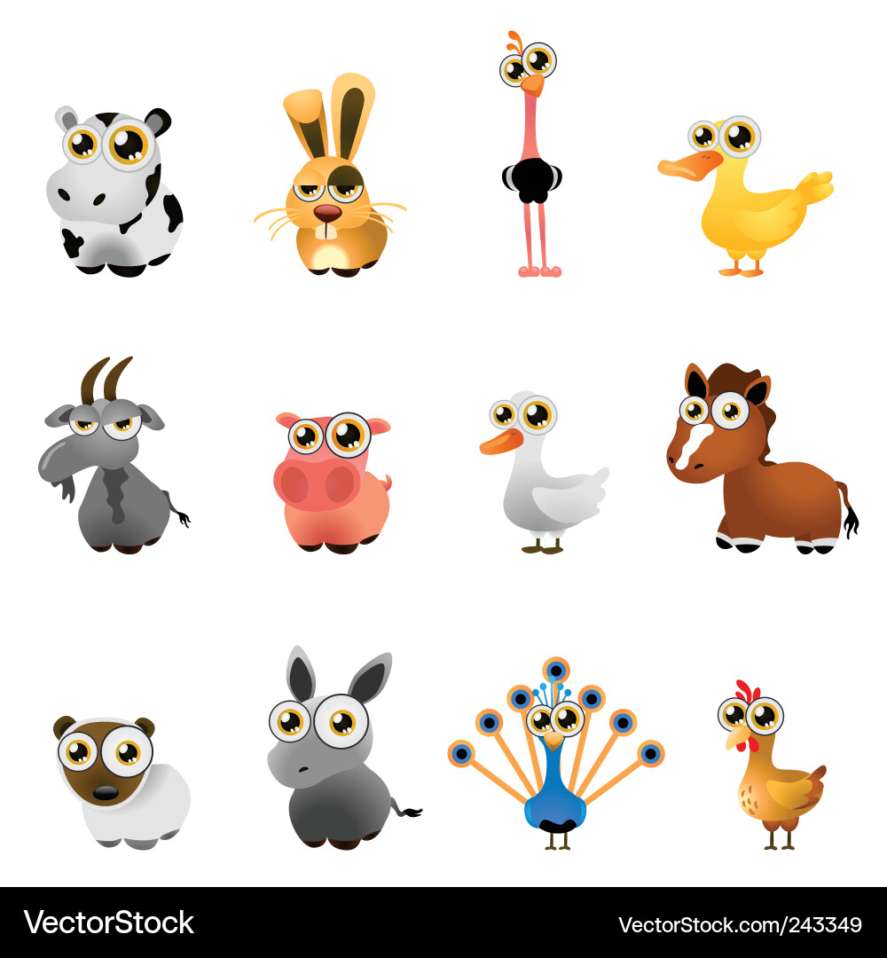 Cute Farm Animals Set vector image