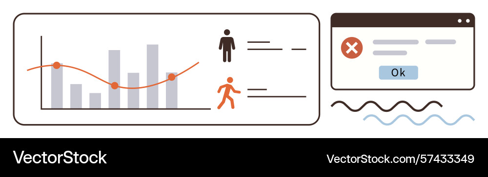 Data analysis with error notification and progress Data analysis with error notification and progress vector image