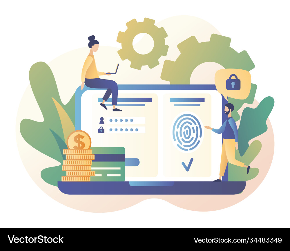 Data protection concept scan fingerprint Data protection concept scan fingerprint vector image