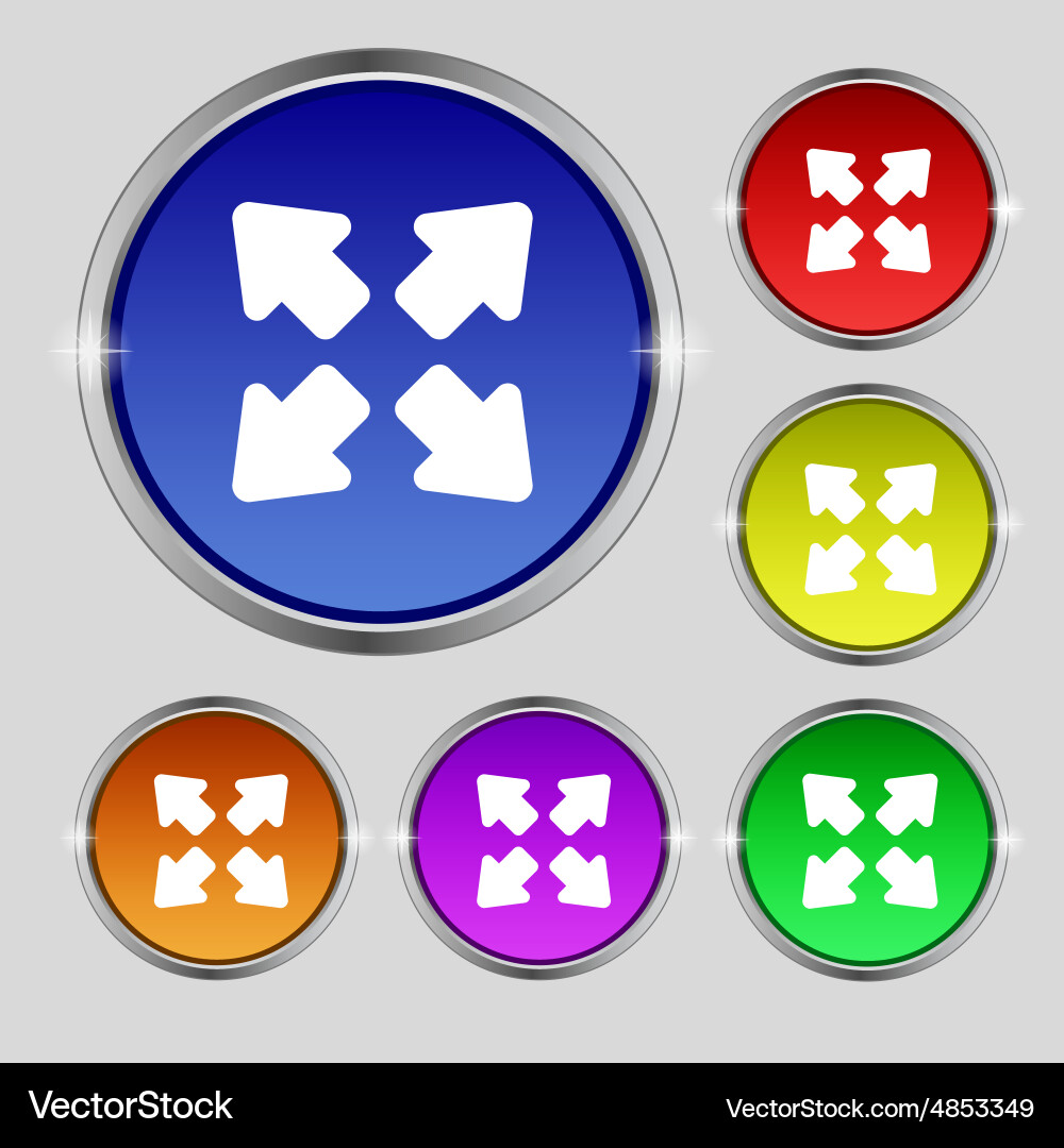 Deploying video screen size icon sign round symbol vector image