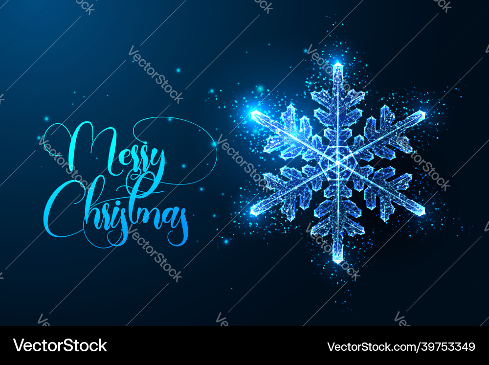 Glow Snowflake Abstract Polygon Vector Image