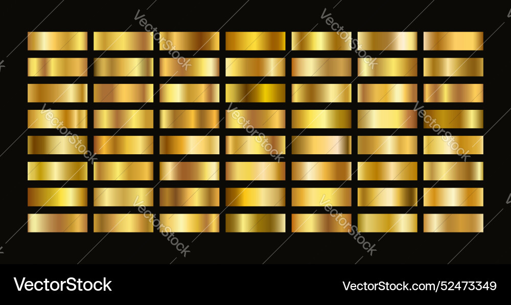 Golden color shiny gradient swatch set Vector Image