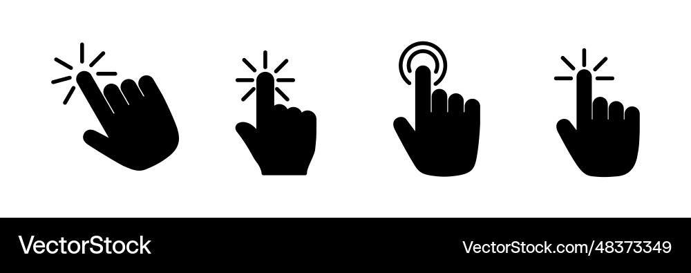 Hand click icon clicking finger pointer Hand click icon clicking finger pointer vector image