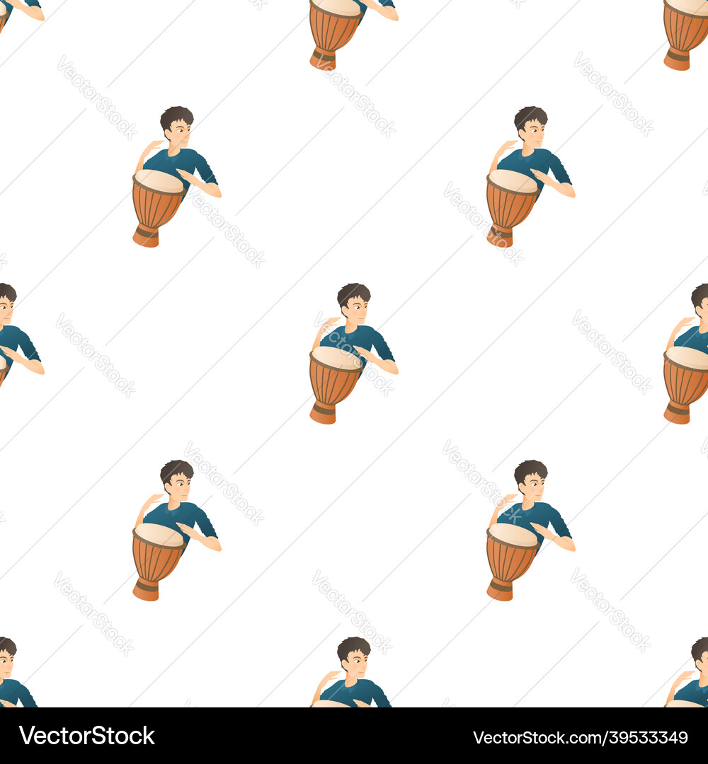 Man plays on drum pattern seamless Man plays on drum pattern seamless vector image
