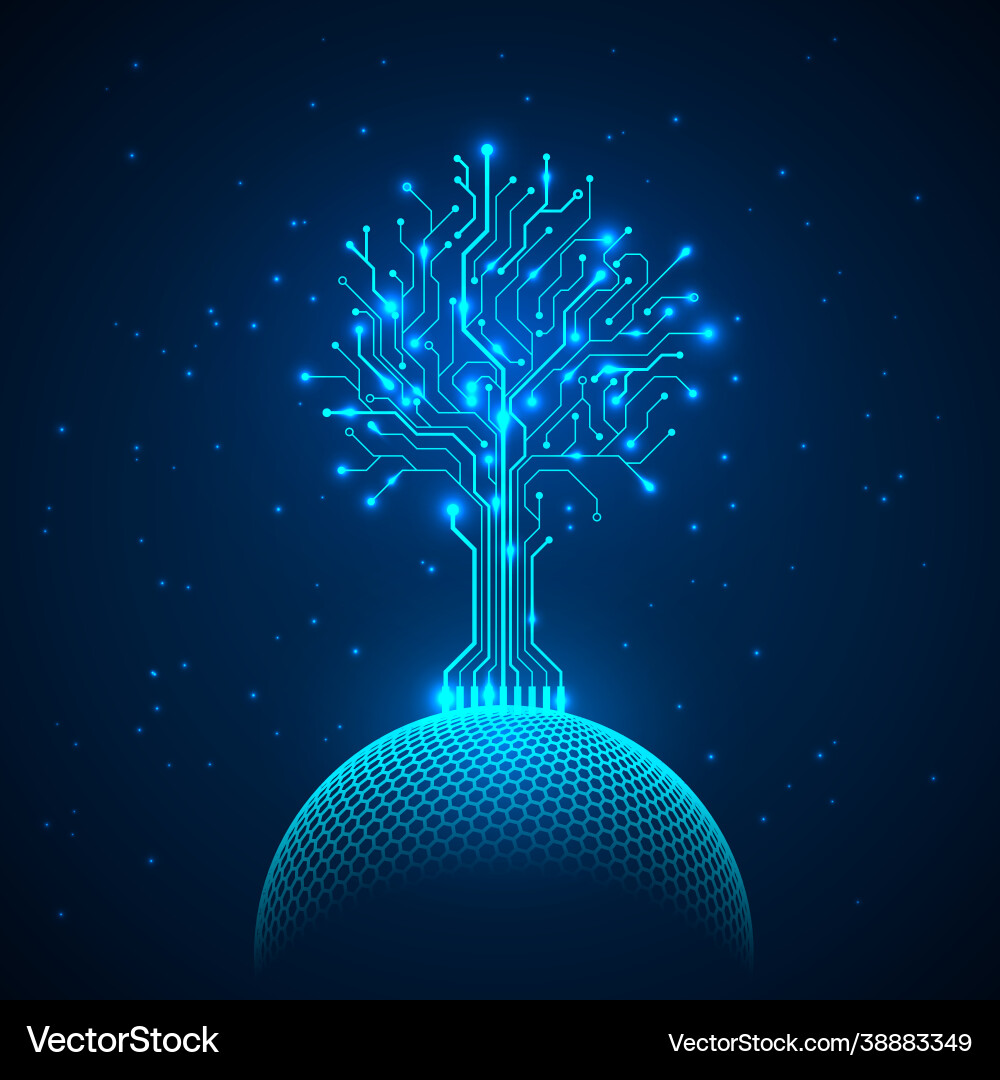 Network Circuit Tree - Futuristic Tech vector image