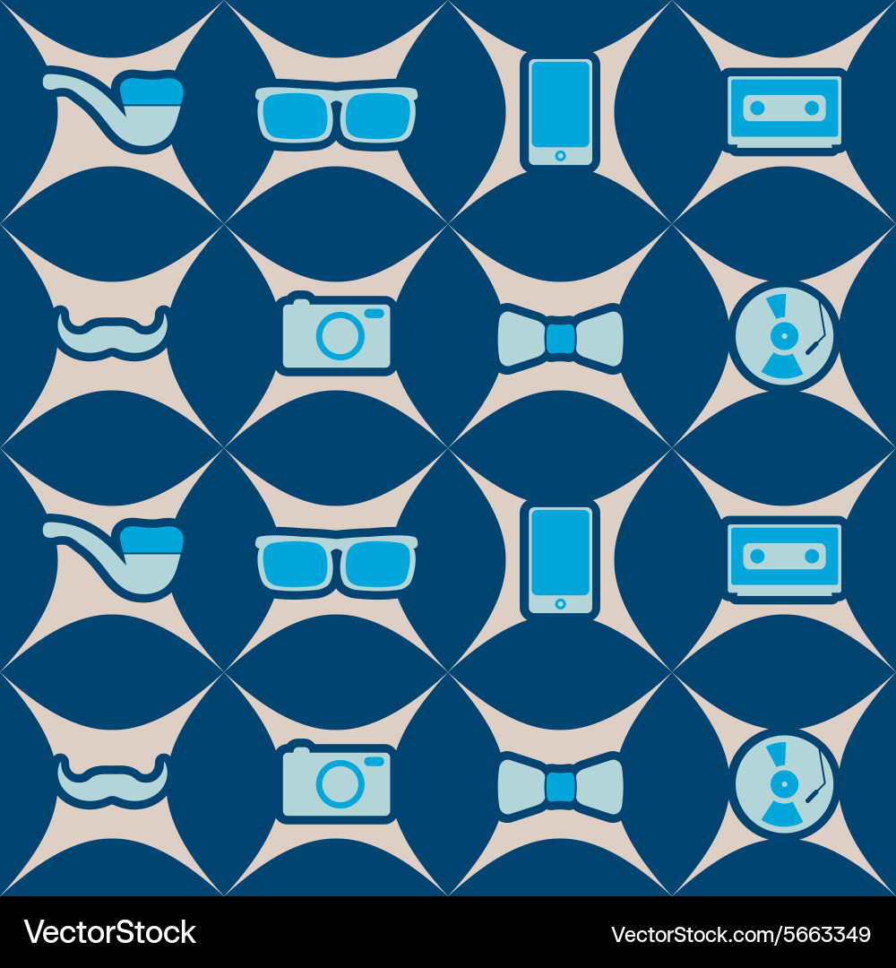 Seamless background with different hipster objects vector image