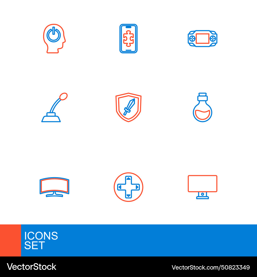 Set line computer monitor game controller Set line computer monitor game controller vector image