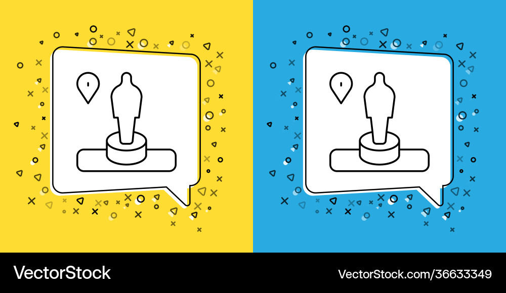 Set line map pin and monument icon isolated vector image