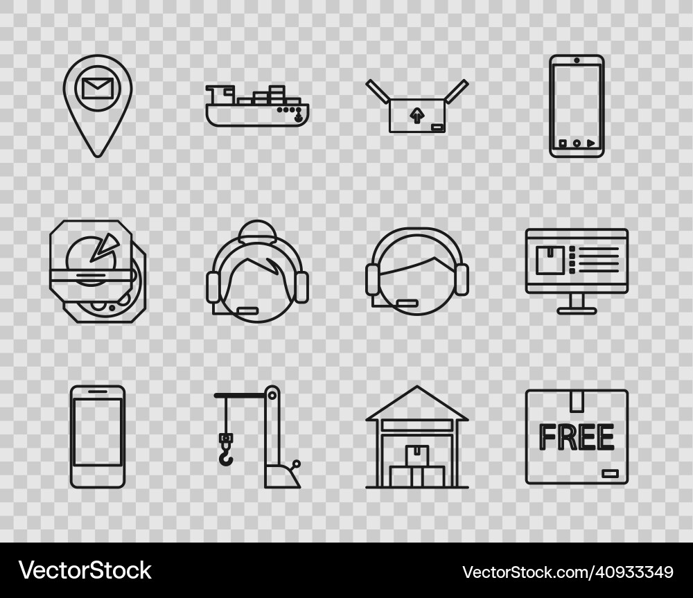Set line mobile phone with app delivery tracking Set line mobile phone with app delivery tracking vector image