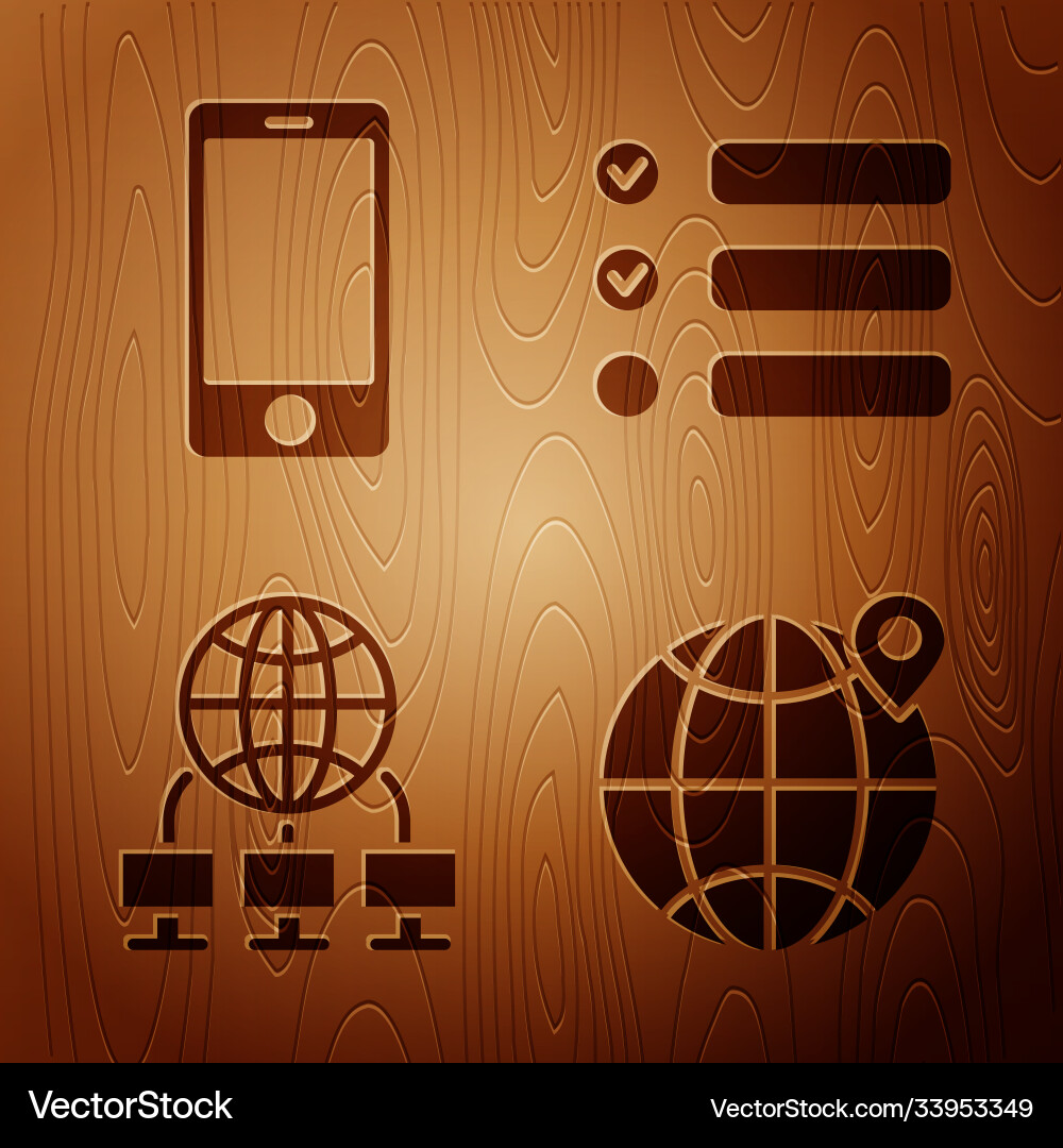 Set location on globe mobile phone computer Set location on globe mobile phone computer vector image