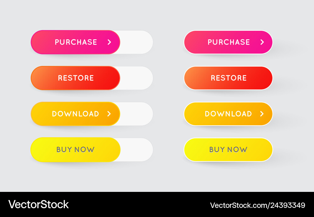 Set of modern gradient app or game buttons trendy Set of modern gradient app or game buttons trendy vector image