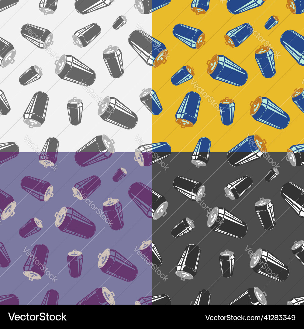 Set of seamless patterns with open aluminum can Set of seamless patterns with open aluminum can Vector Image
