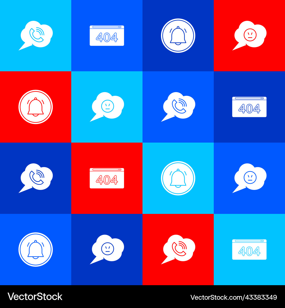 Set speech bubble with phone call page 404 error vector image