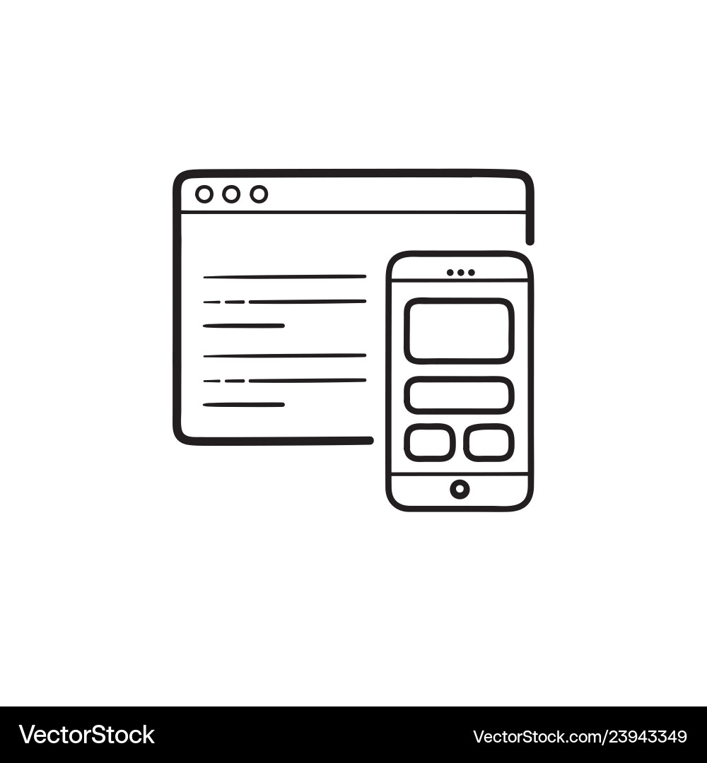 Smartphone Coding Icon - Doodle Style vector image