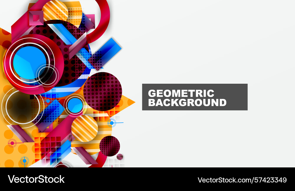 Vibrant geometric shapes overlap creating dynamic Vibrant geometric shapes overlap creating dynamic Vector Image