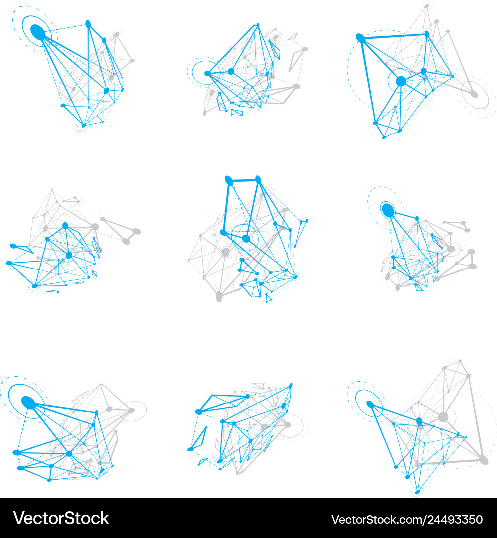 3d digital polygonal wireframe objects low poly 3d digital polygonal wireframe objects low poly vector image
