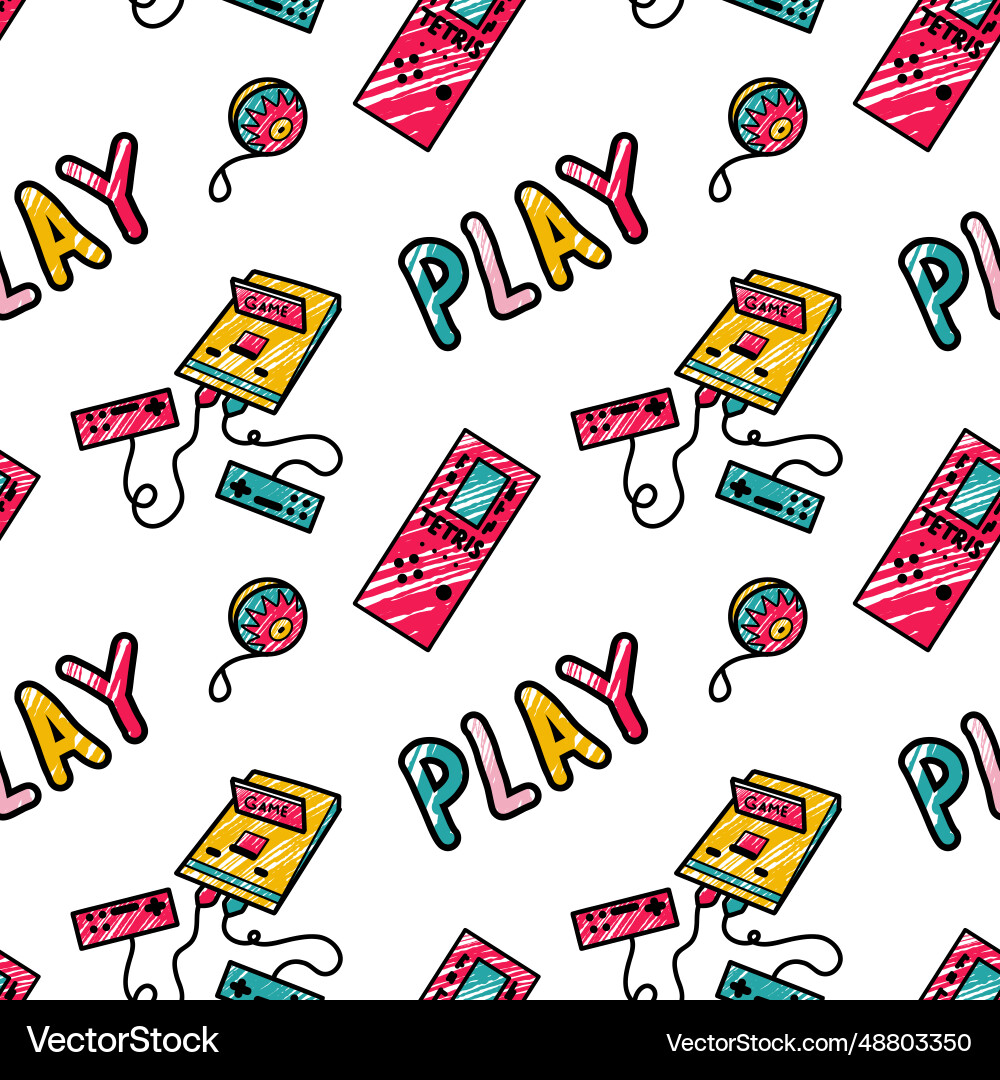 Abstract seamless pattern in 90s style Vector Image