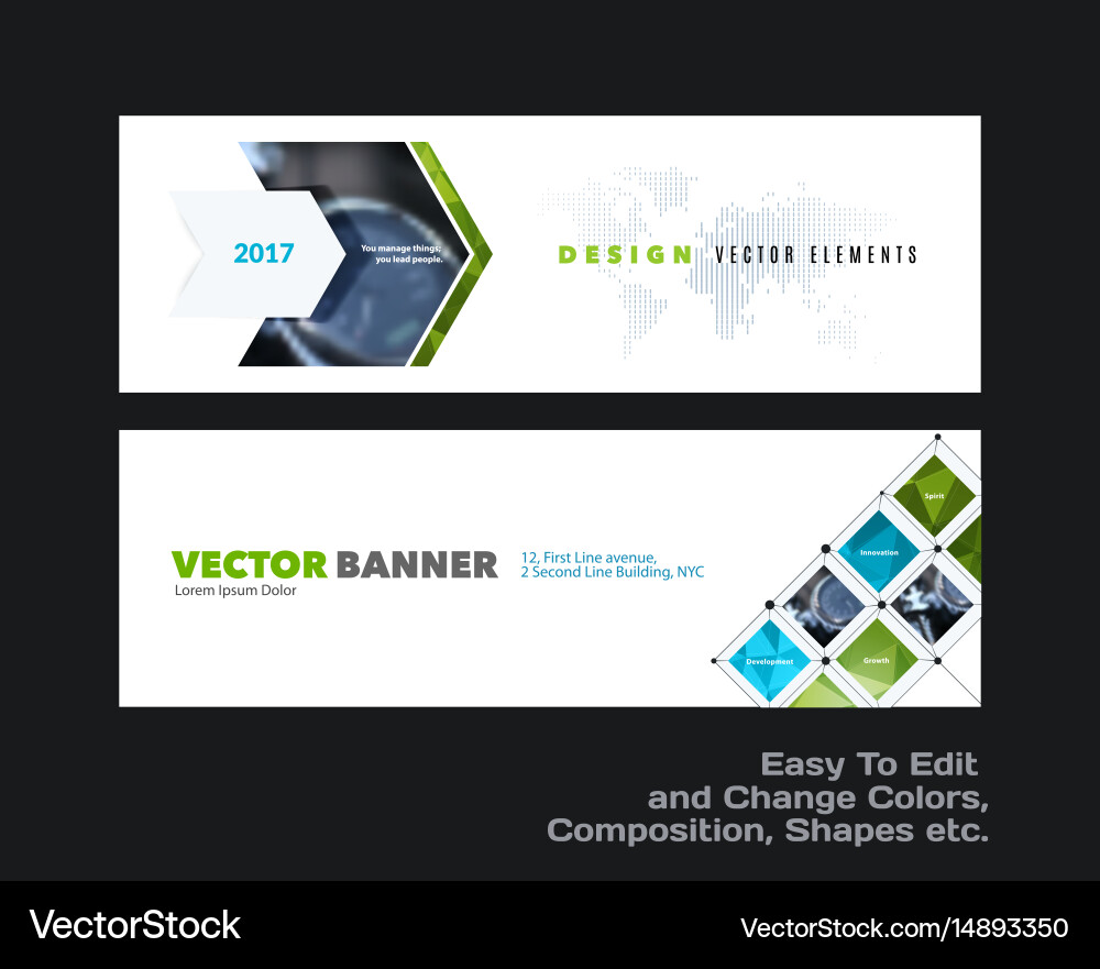 Abstract set of modern horizontal website Vector Image
