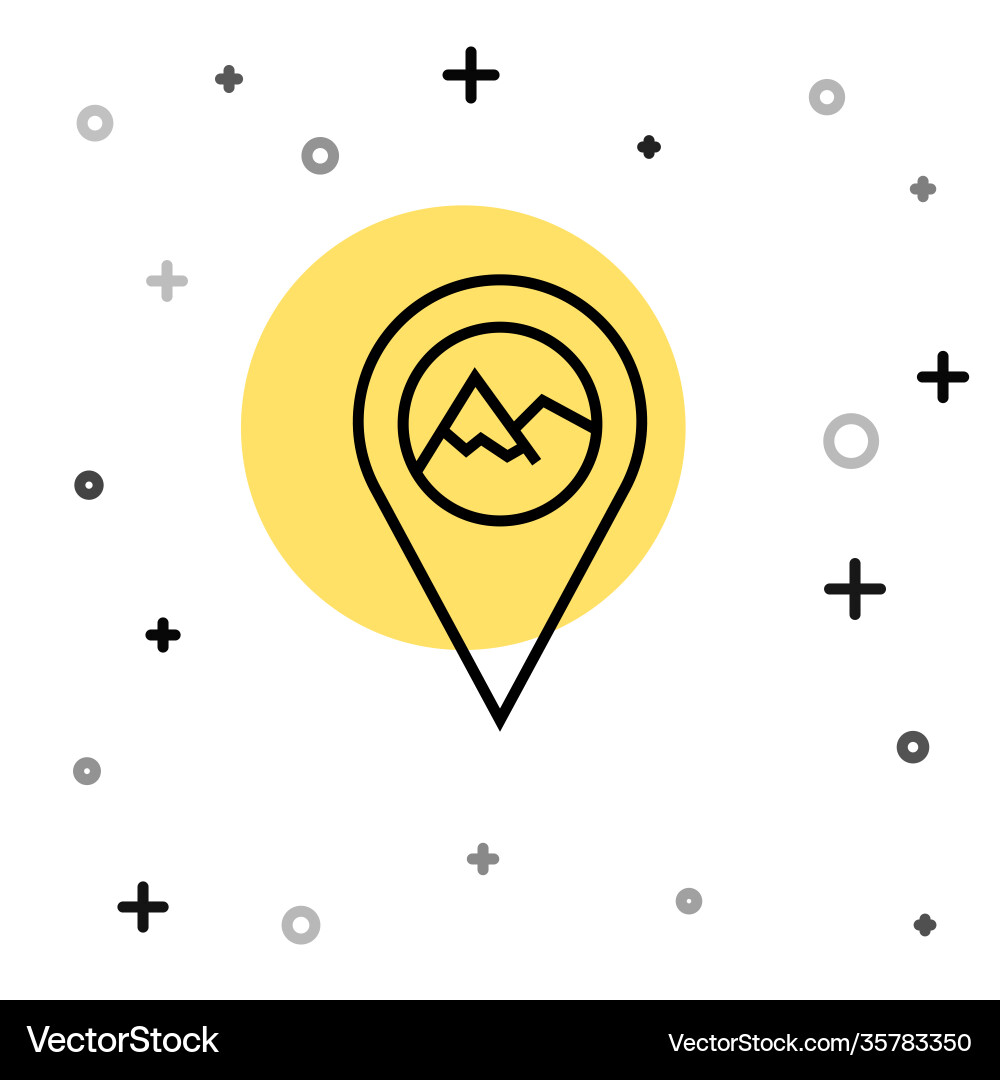 Black line map pointer with mountain icon isolated Black line map pointer with mountain icon isolated vector image