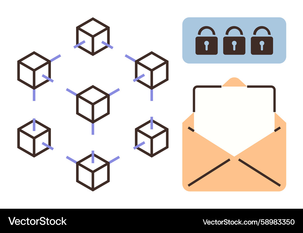 Blockchain network and secure email communication Vector Image