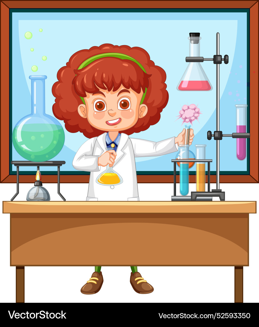 Child conducting experiments in a lab Child conducting experiments in a lab vector image