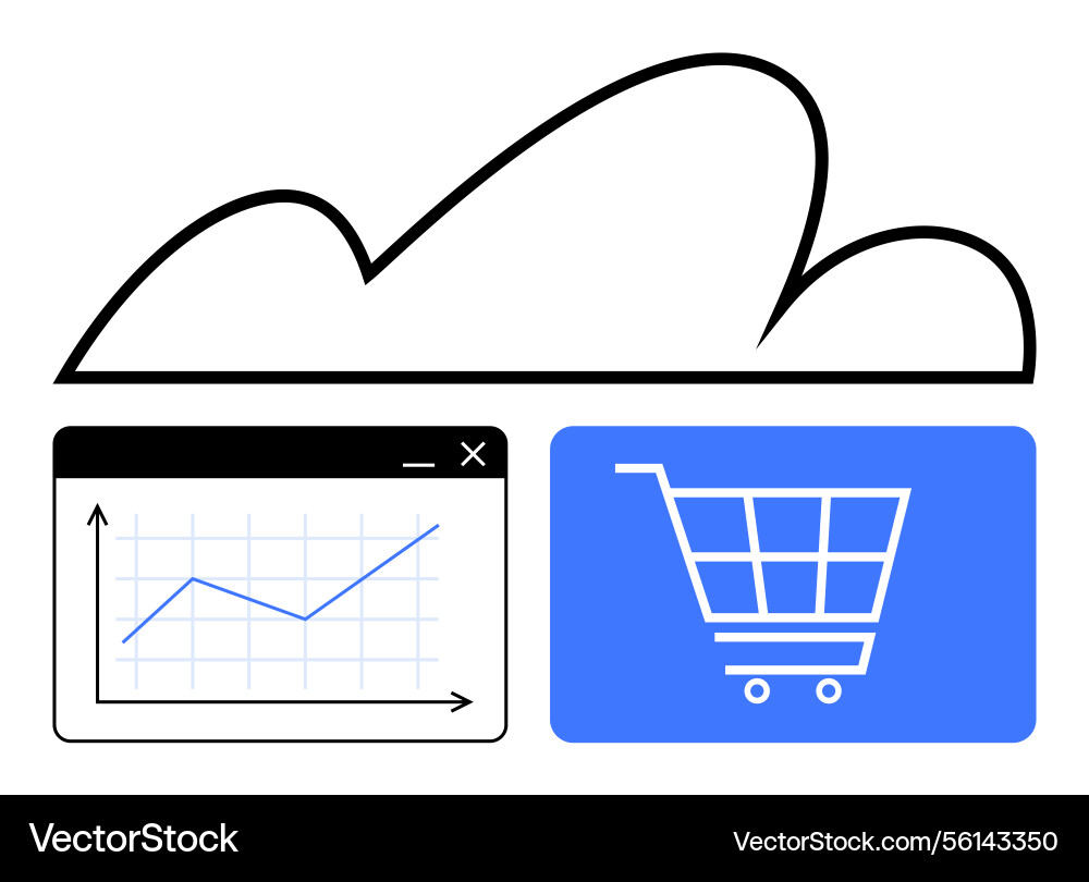 Cloud computing with analytics chart and e Vector Image
