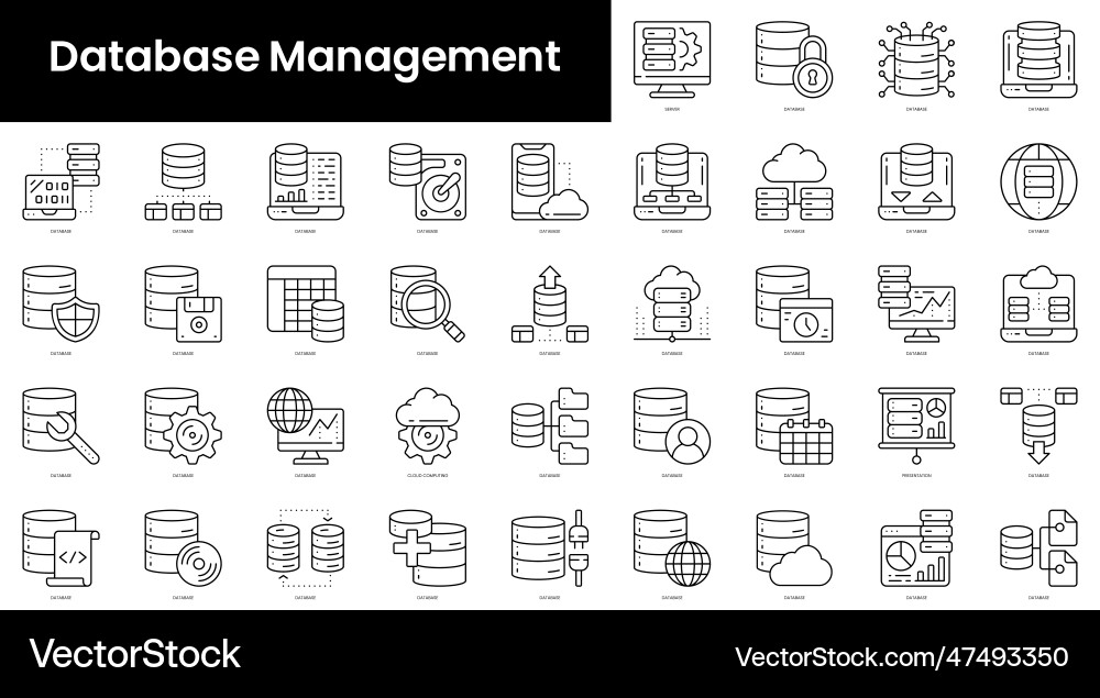 Database Icon Set - Minimalist vector image