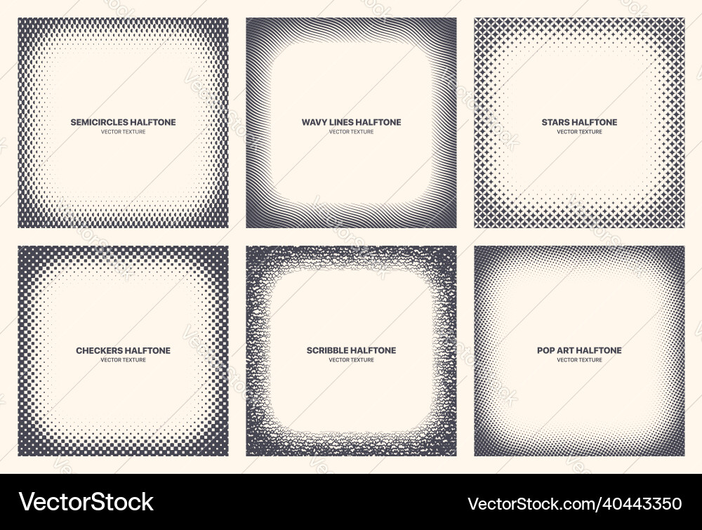 Different variations modern halftone pattern Different variations modern halftone pattern vector image
