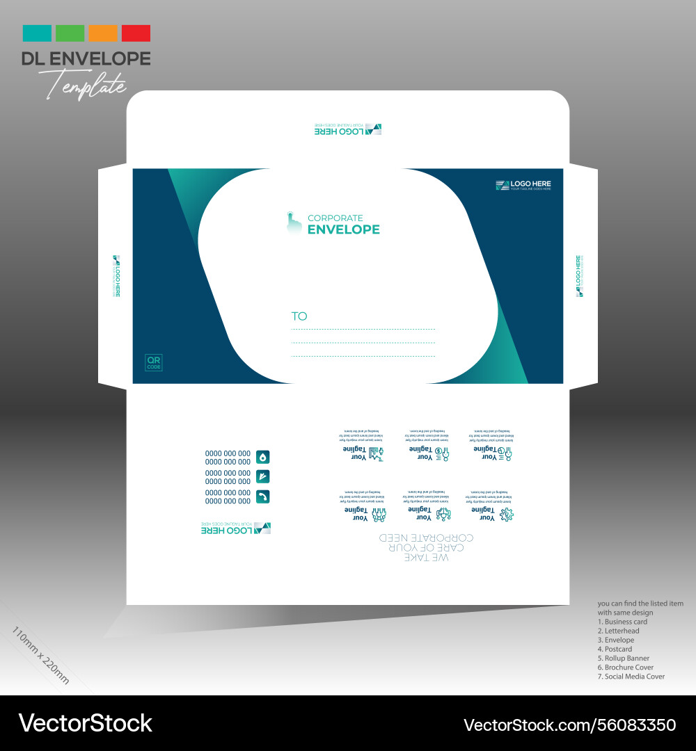 Envelope layout design for any use Vector Image