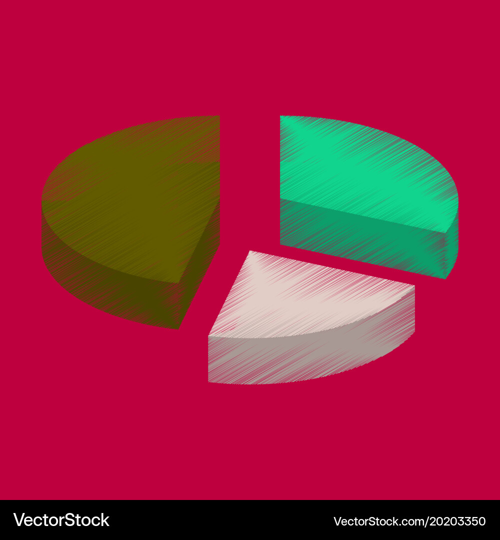Flat shading style icon pie chart vector image