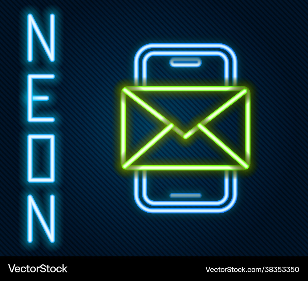 Glowing neon line mobile and envelope new message Glowing neon line mobile and envelope new message vector image