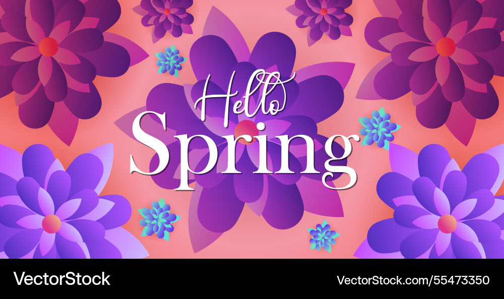 Hello spring web banner greeting card background Vector Image