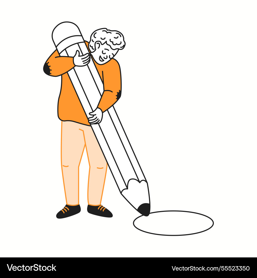 Man draws perfect circle color linear icon Man draws perfect circle color linear icon vector image