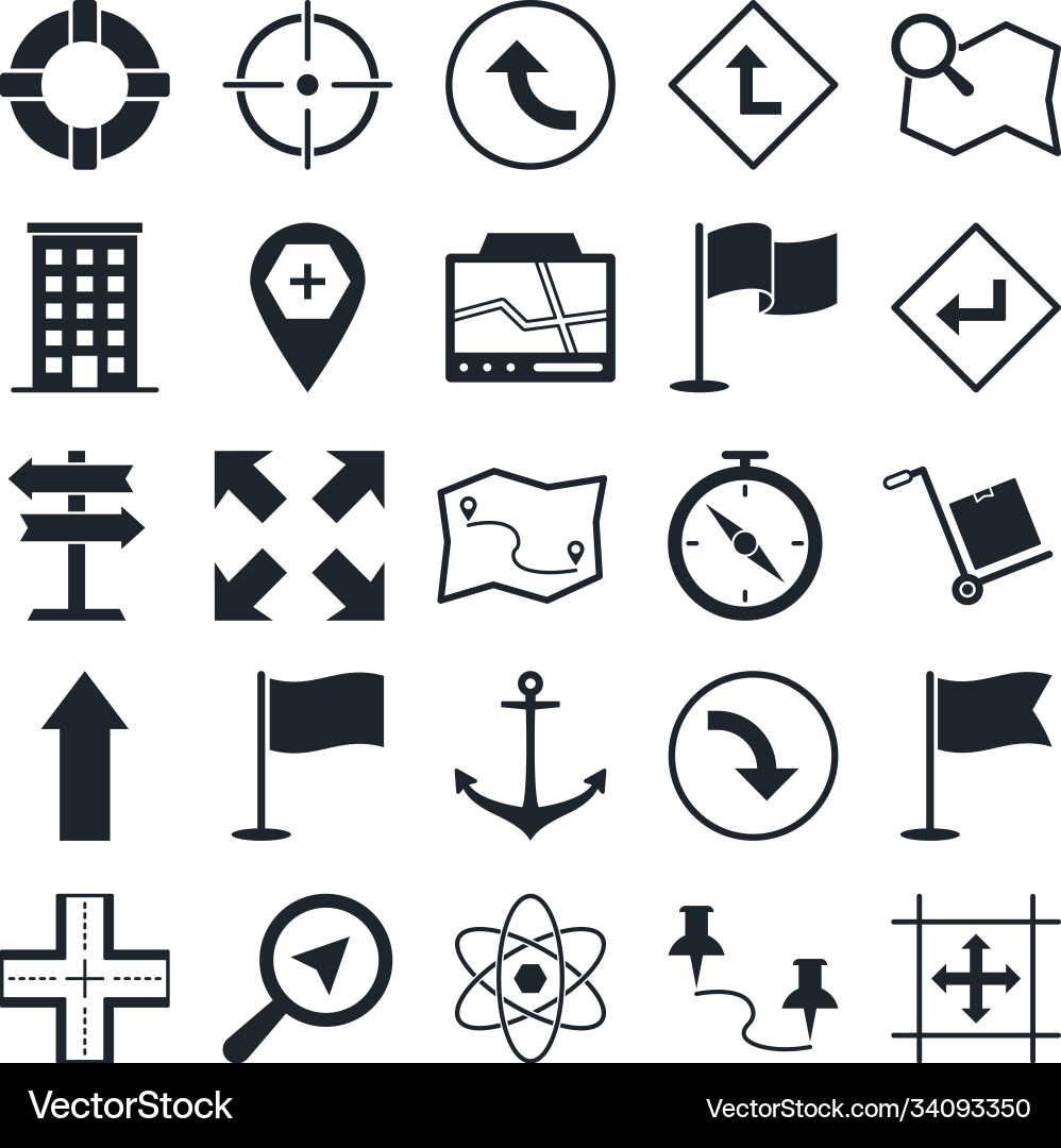 Map and navigation icons can be easily mod Vector Image