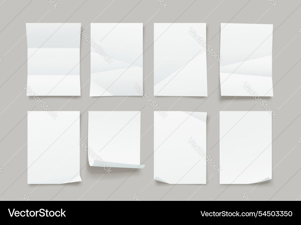 Paper lists with various folds in set Paper lists with various folds in set vector image