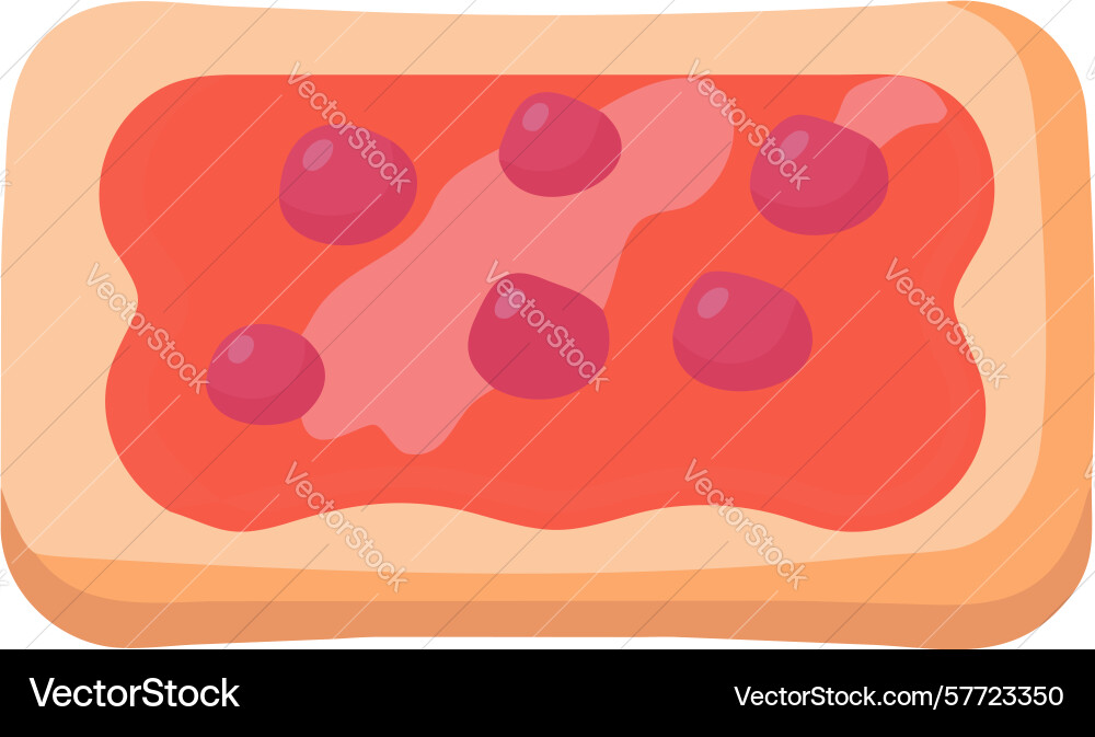 Rectangular toast with luscious red jam design Vector Image
